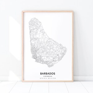 Barbados Karte Druck, Barbados Karte Kunst Poster, Barbados schwarz & weiß Karte, minimalistisch, moderne Wandkunst, Geschenk, Home Office Dekor, druckbare Kunst