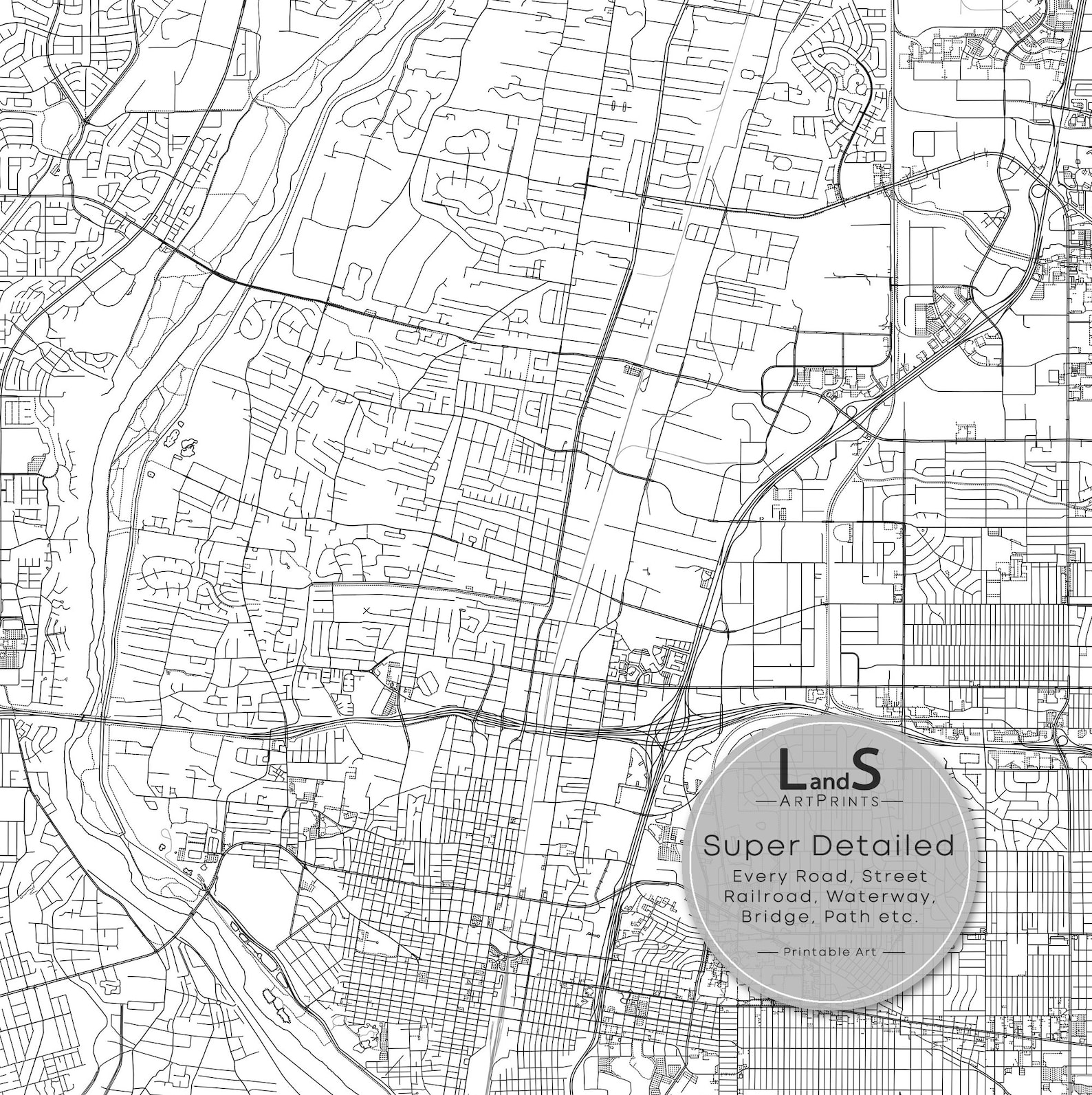 Albuquerque Map Print, Albuquerque New Mexico USA Map Art Poster, City