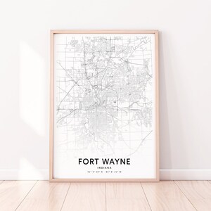 Fort Wayne Map Print, Fort Wayne Indiana USA Map Art Poster, City ...