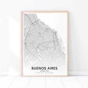 Buenos Aires Karte Drucken, Buenos Aires Argentinien Karte Kunst Poster, Stadt Straße Straße Karte Druck, moderne Wandkunst, Home Office Dekor, druckbare Kunst