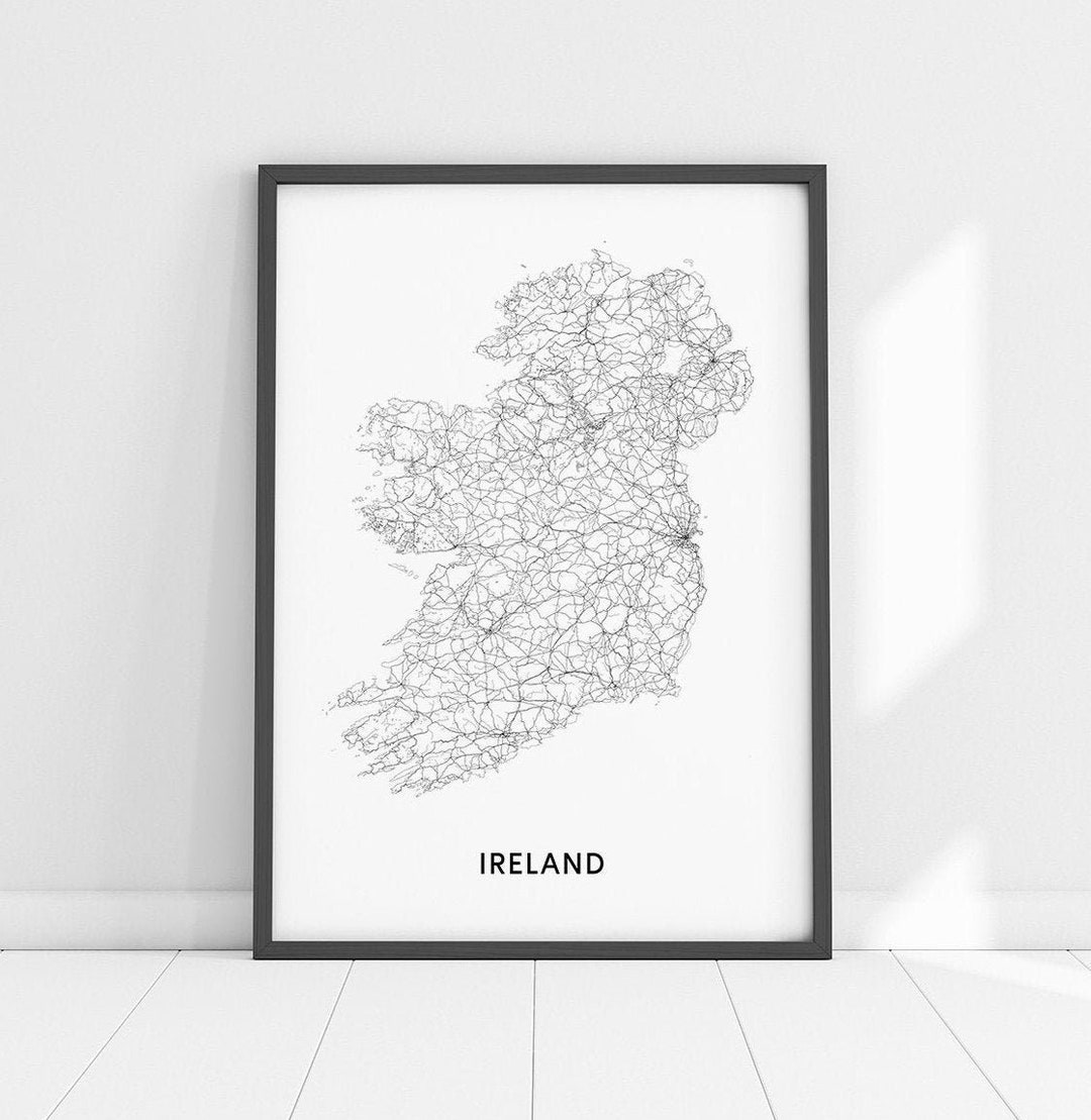 Ireland Map Print, Ireland Map Wall Art, Ireland Map Poster, Country