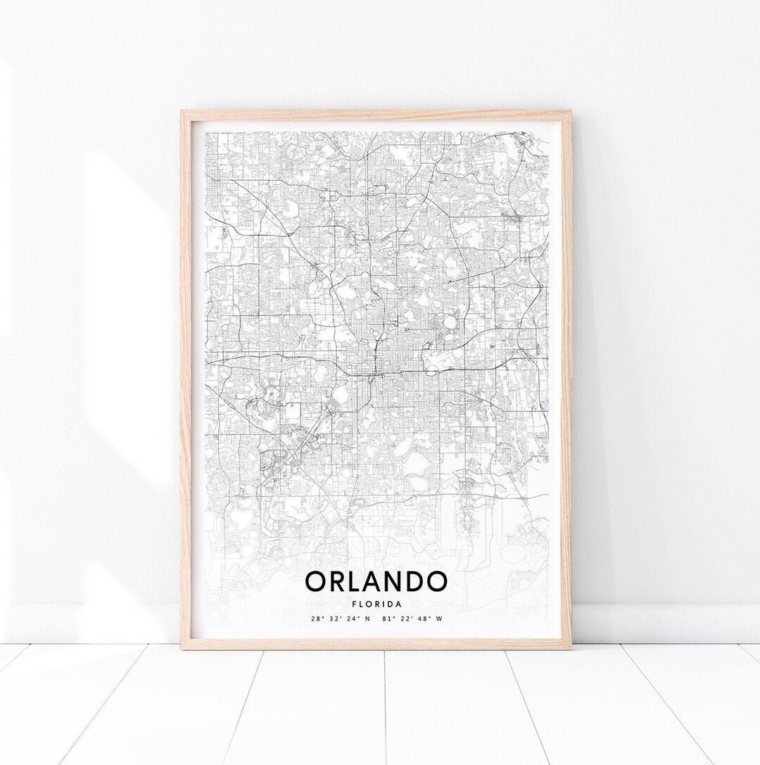 Orlando Map Print, Orlando Florida USA Map Art Poster, City Street Road ...