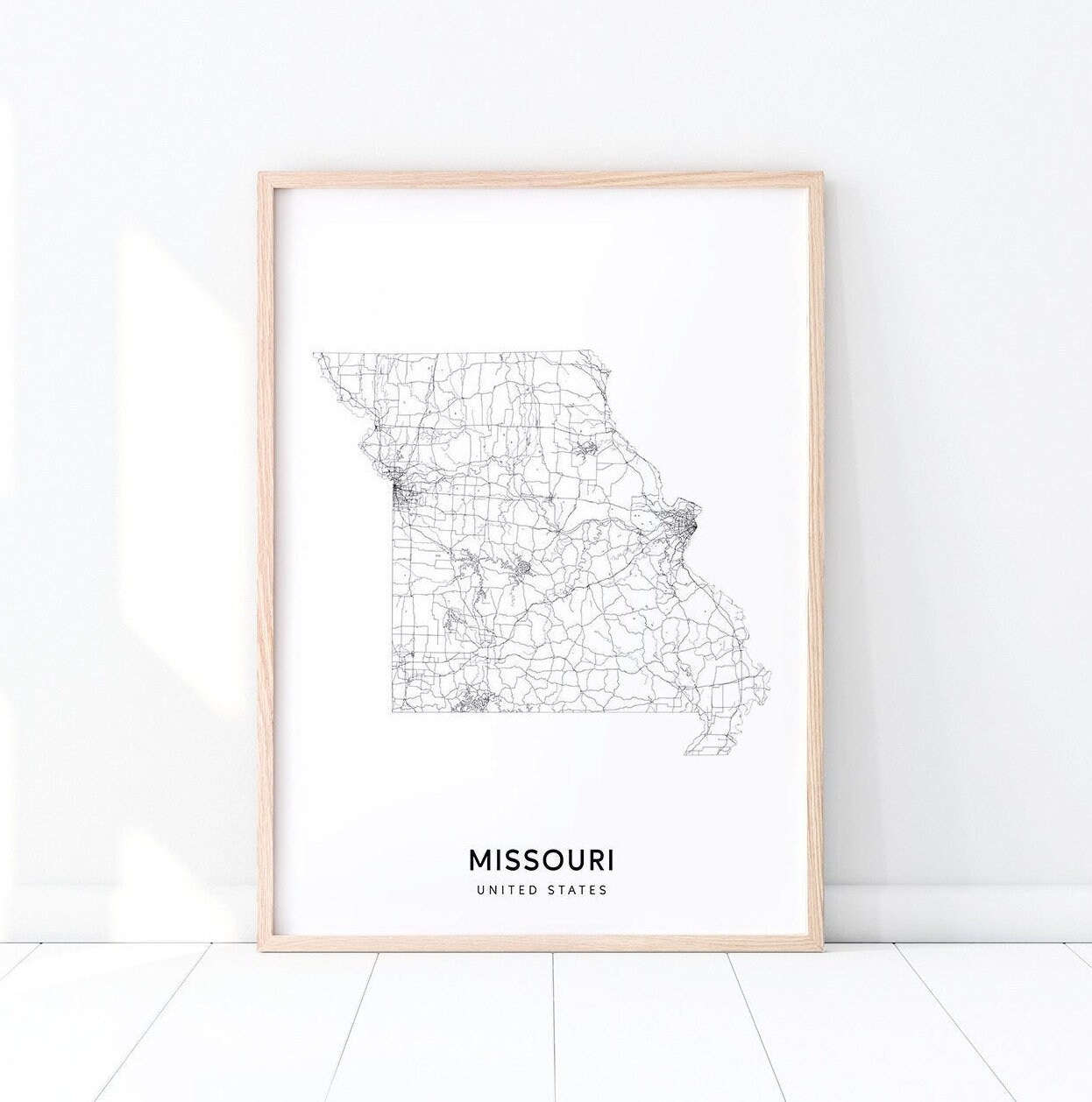 Missouri Map Print State Road Map Print Missouri MO USA | Etsy