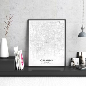 Orlando Map Print, Orlando Florida USA Map Art Poster, City Street Road ...