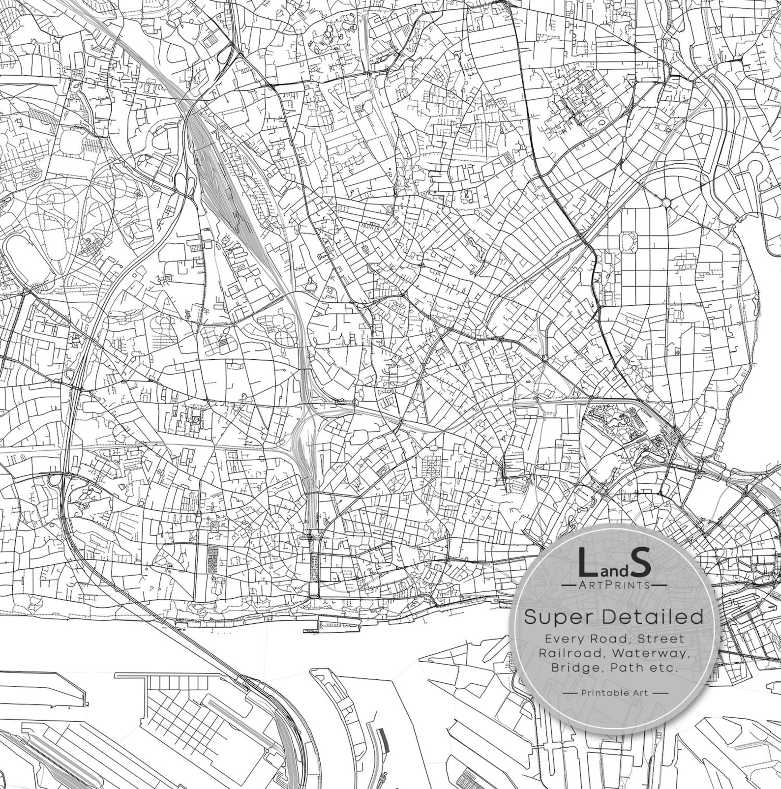 Hamburg Map Print Hamburg Germany Map Art Poster City Street - Etsy