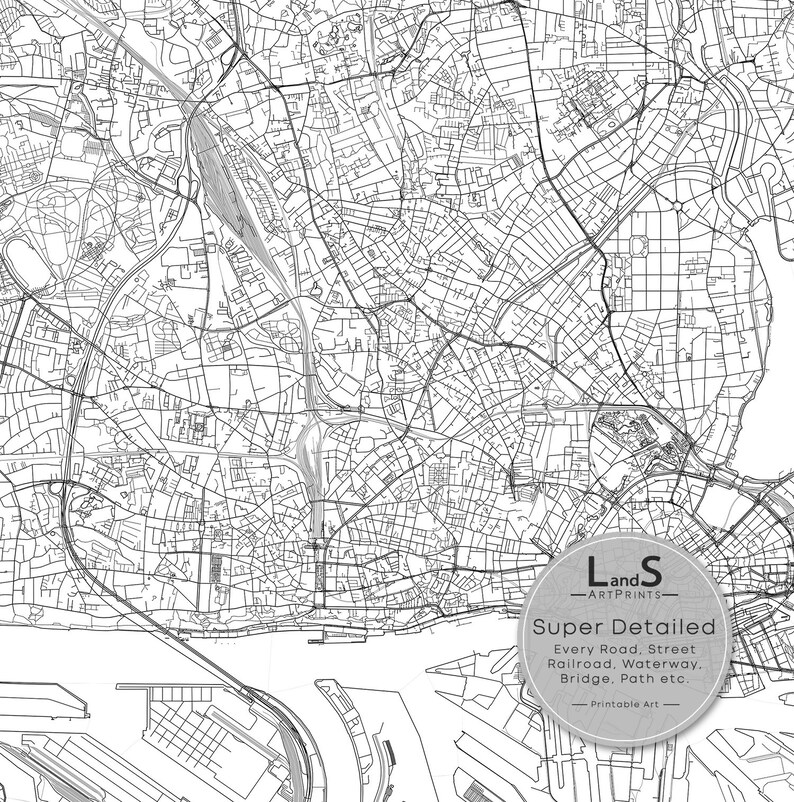Hamburg Map Print Hamburg Germany Map Art Poster City Street - Etsy