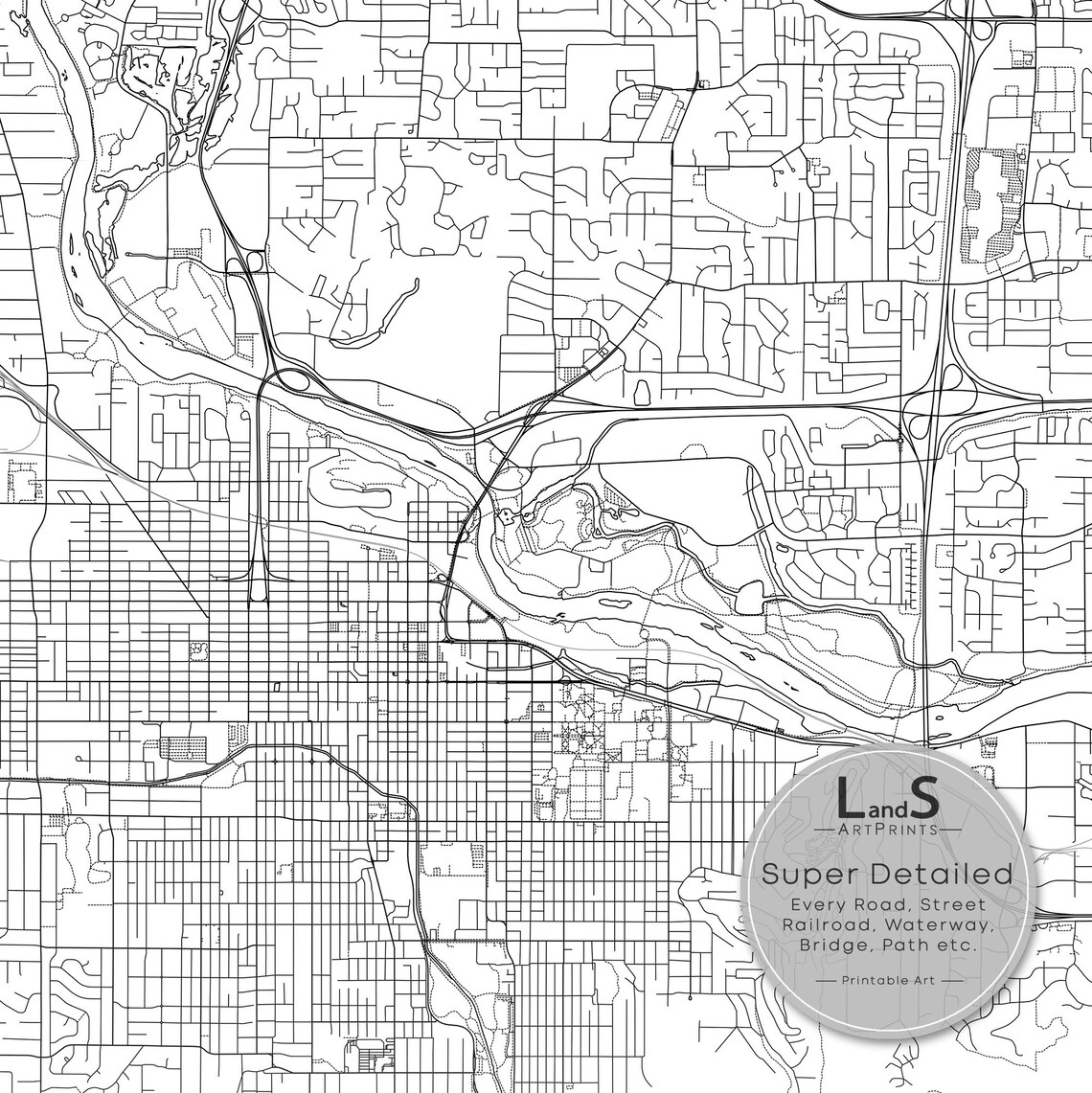Eugene Map Print Eugene Oregon Map Art Poster City Street | Etsy