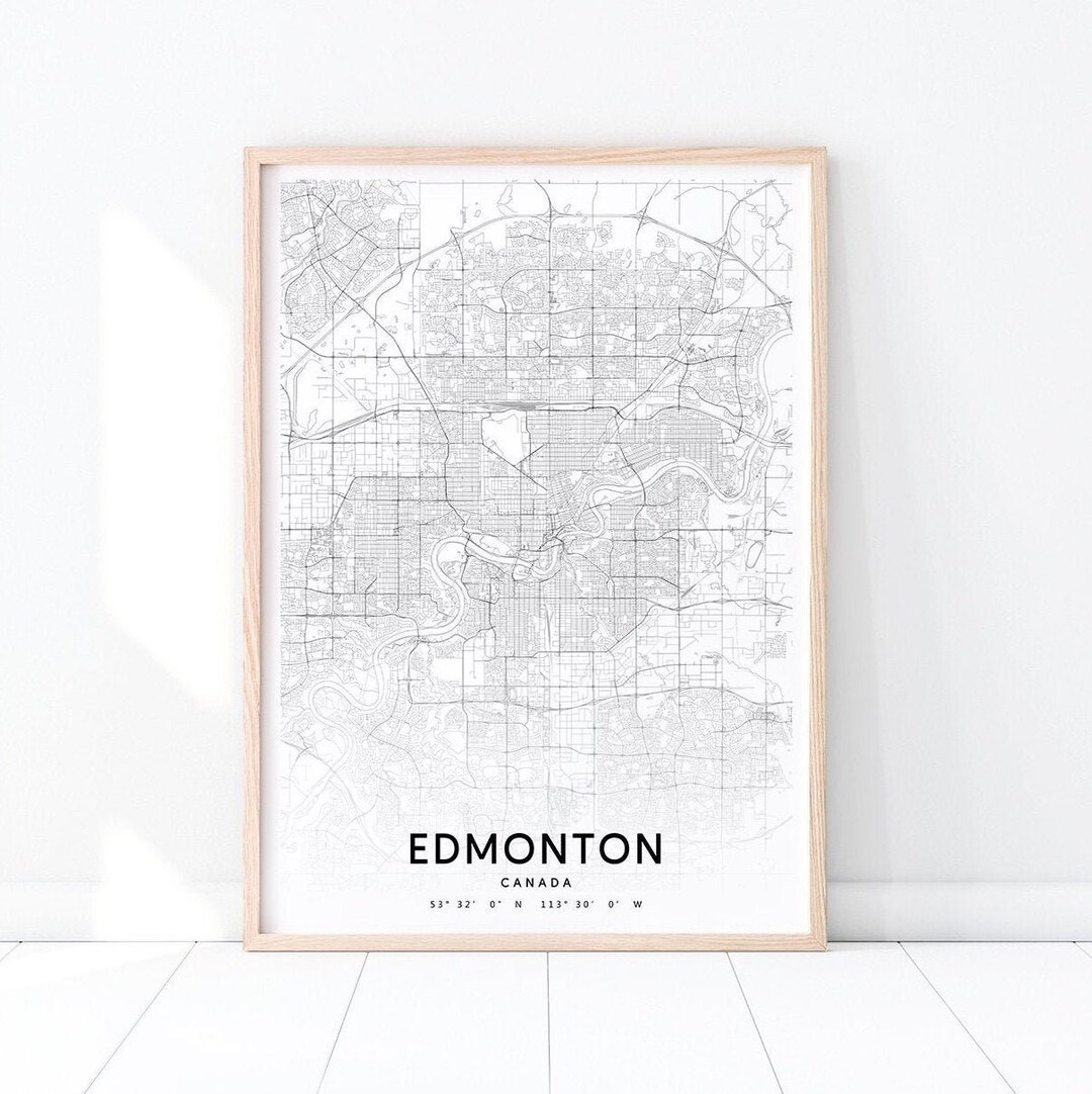 Edmonton Map Print Edmonton Canada Map Art Poster City Etsy