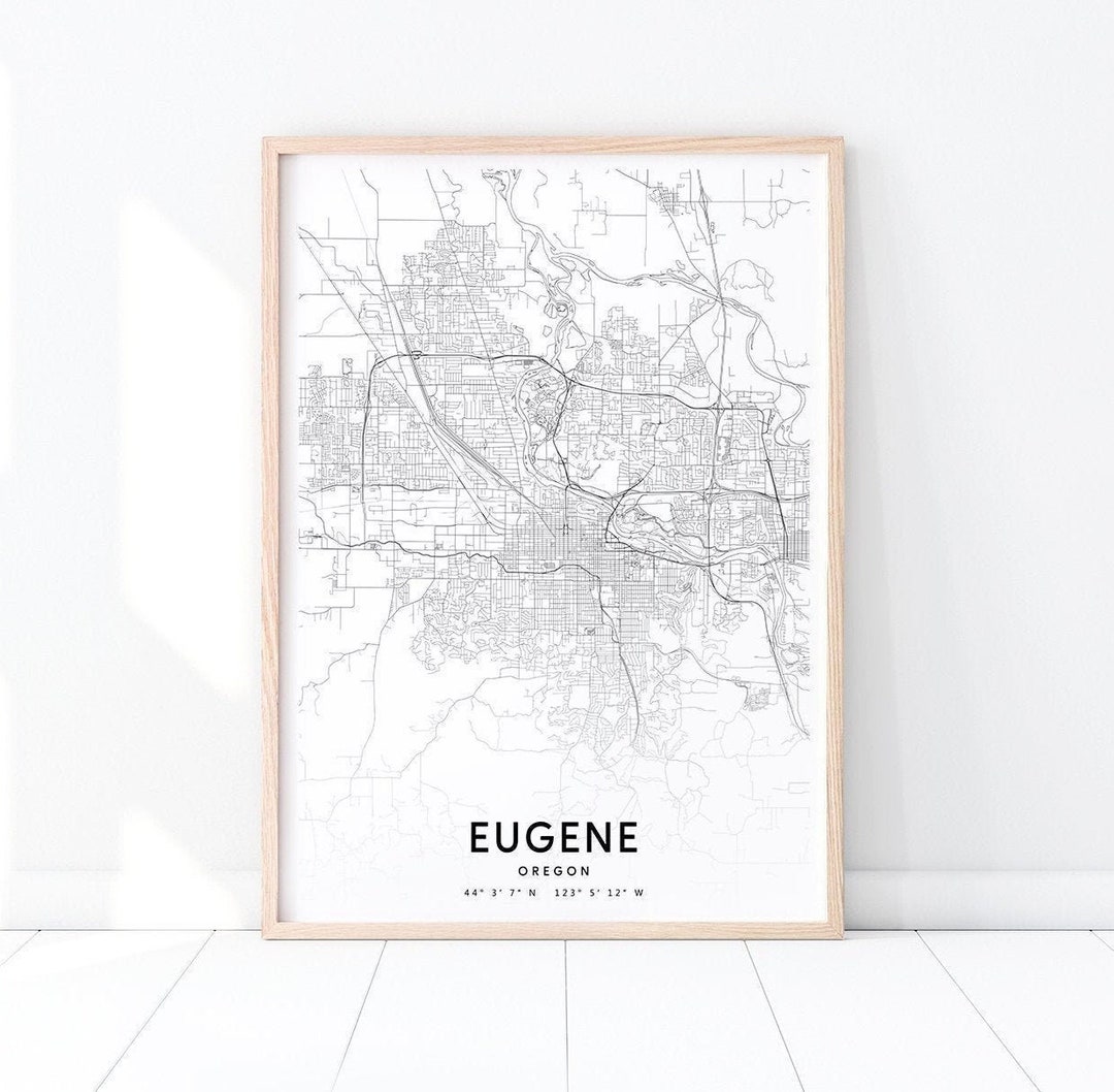 Eugene Map Print, Eugene Oregon Map Art Poster, City Street Road Map