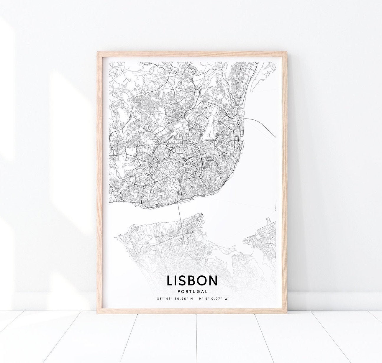 Lisbon Map Print Portugal Map Art Poster City Street