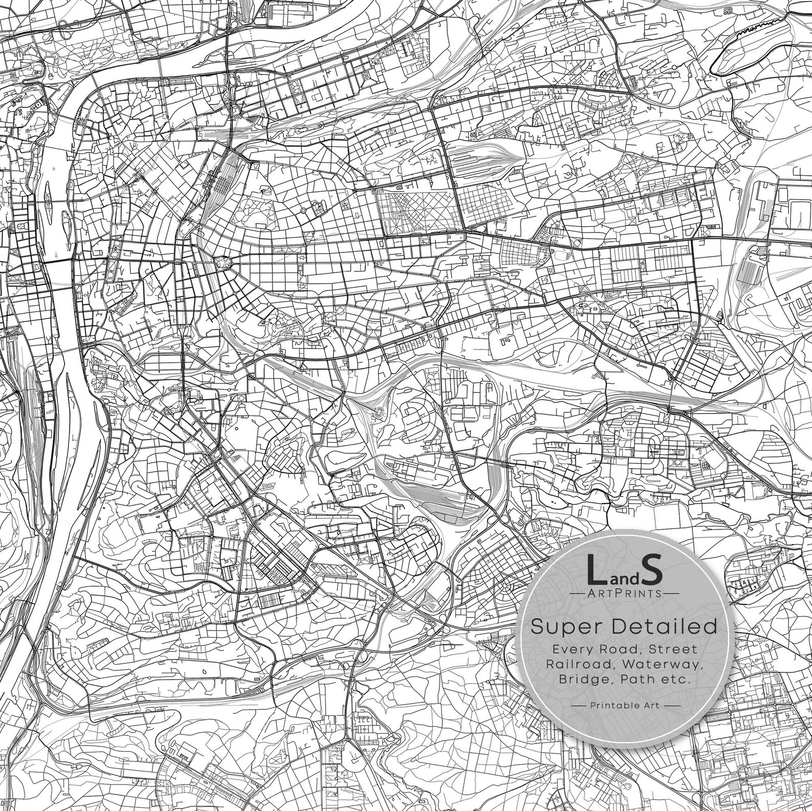 Prague Map Print Prague Czechia Map Art Poster City Street - Etsy