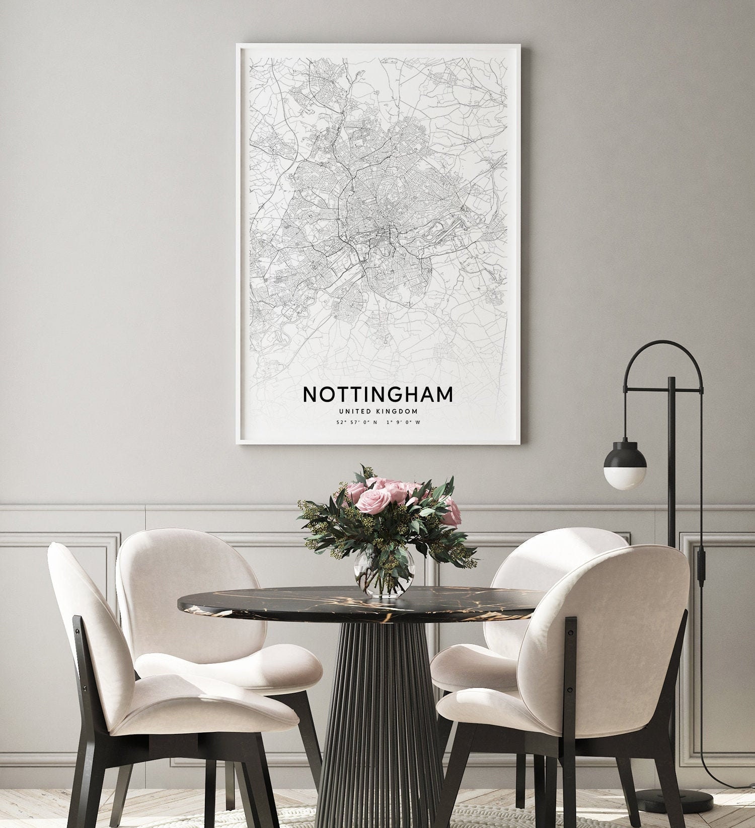 Nottingham Map Print, Nottingham England, United Kingdom Map Art Poster ...