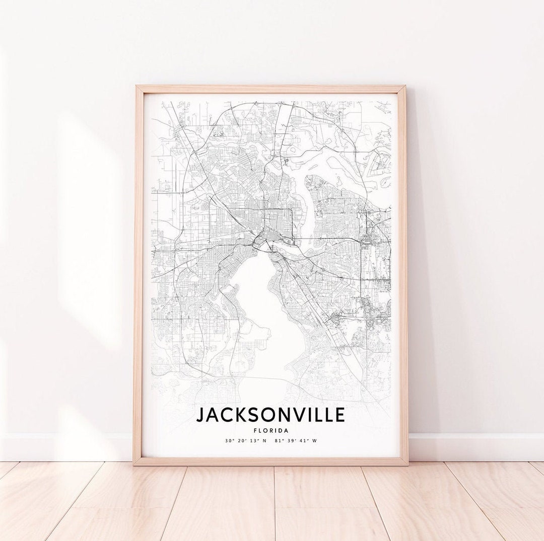 Jacksonville Map Print, Jacksonville Florida USA Map Art Poster, City ...