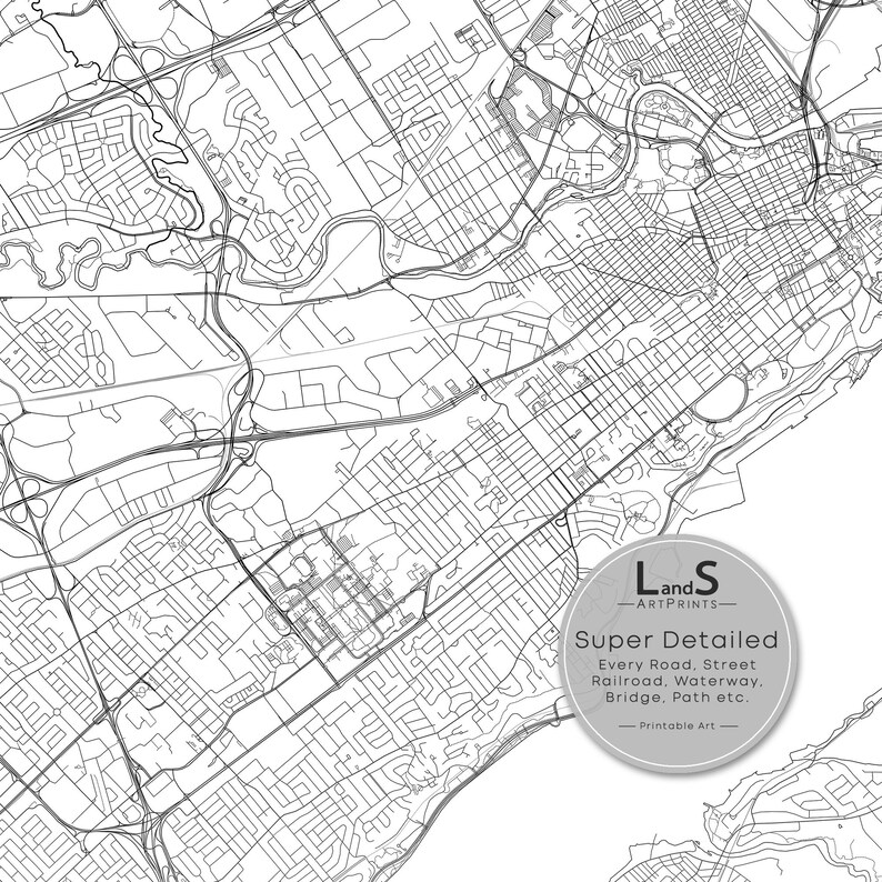 Quebec City Map Print, Quebec City Canada Map Poster, City Street Map ...