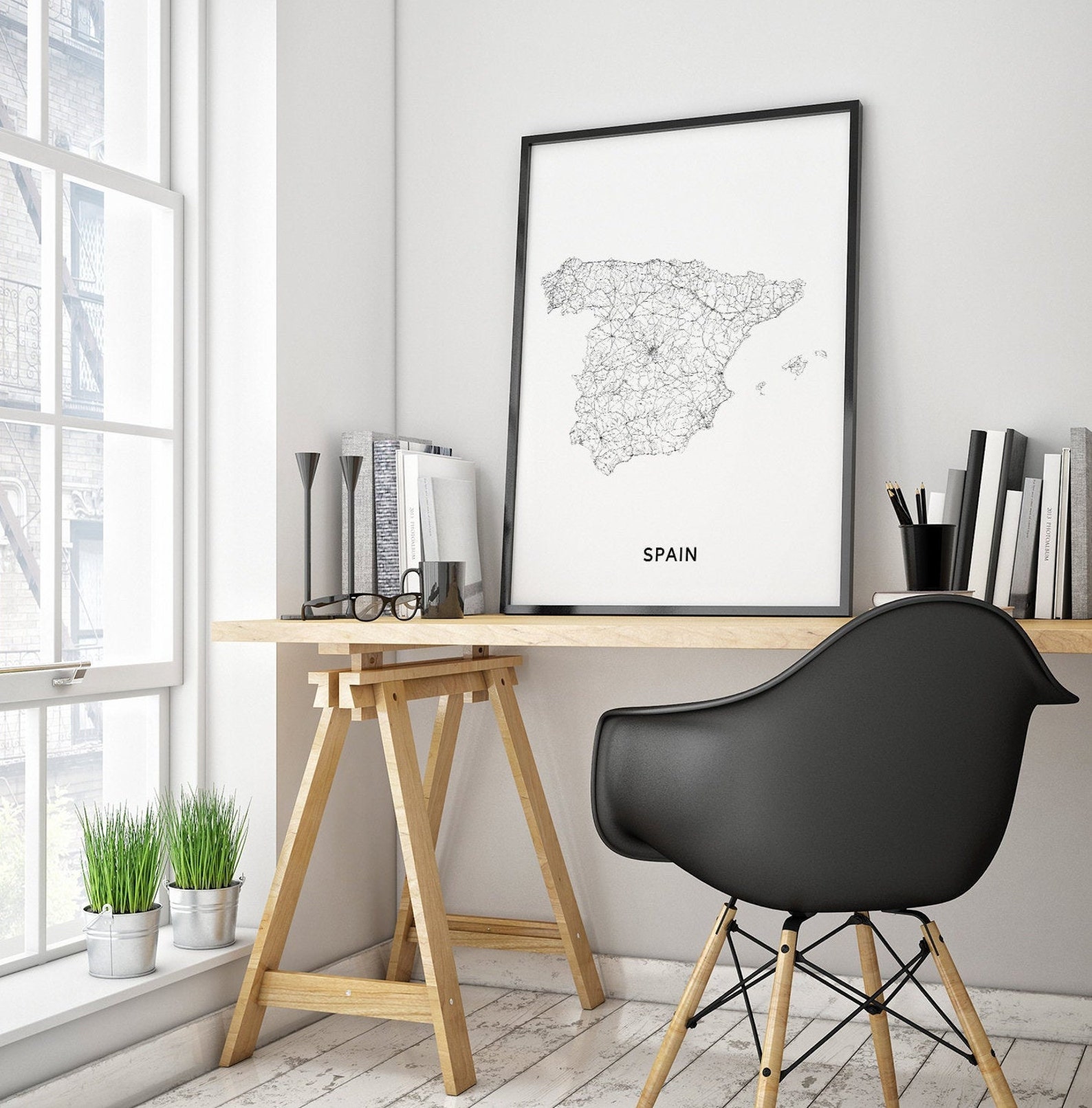 Spain Map Print Spain Map Wall Art Spain Map Art Poster Etsy