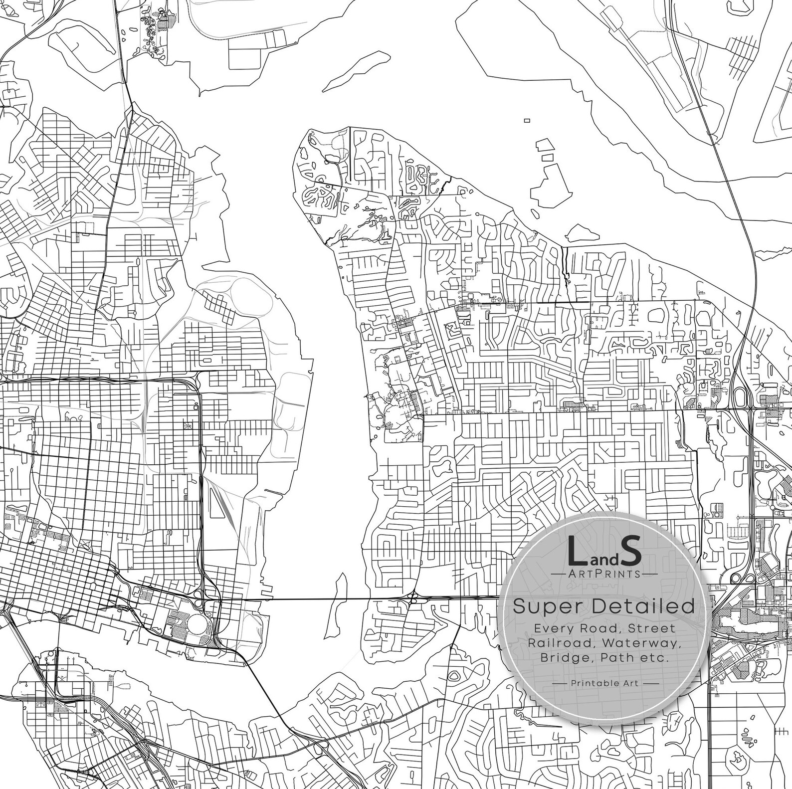 Jacksonville Map Print Jacksonville Florida USA Map Art Etsy