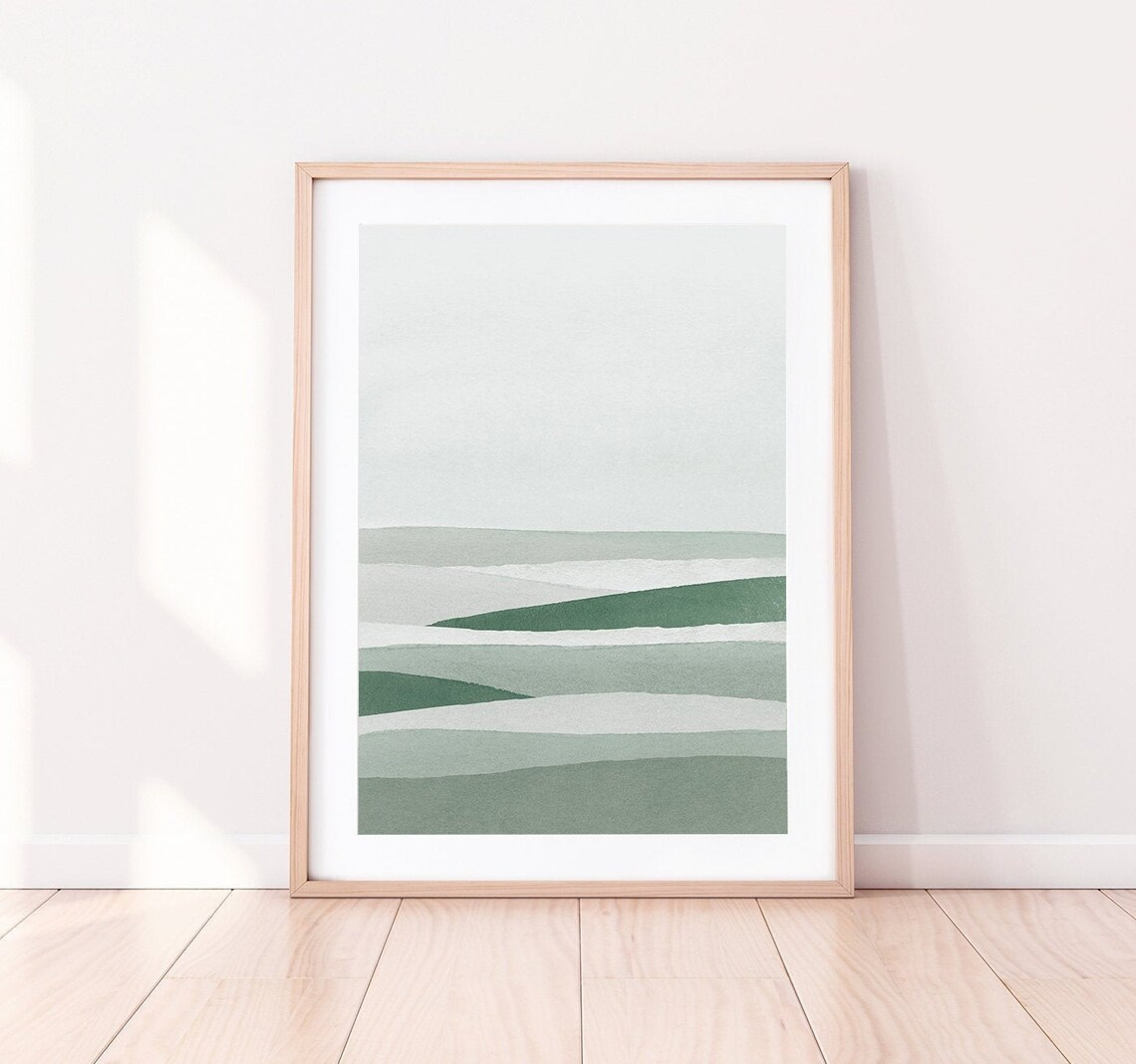 Sage Green & Gray Wall Art Set of 2 Abstract Art Prints - Etsy