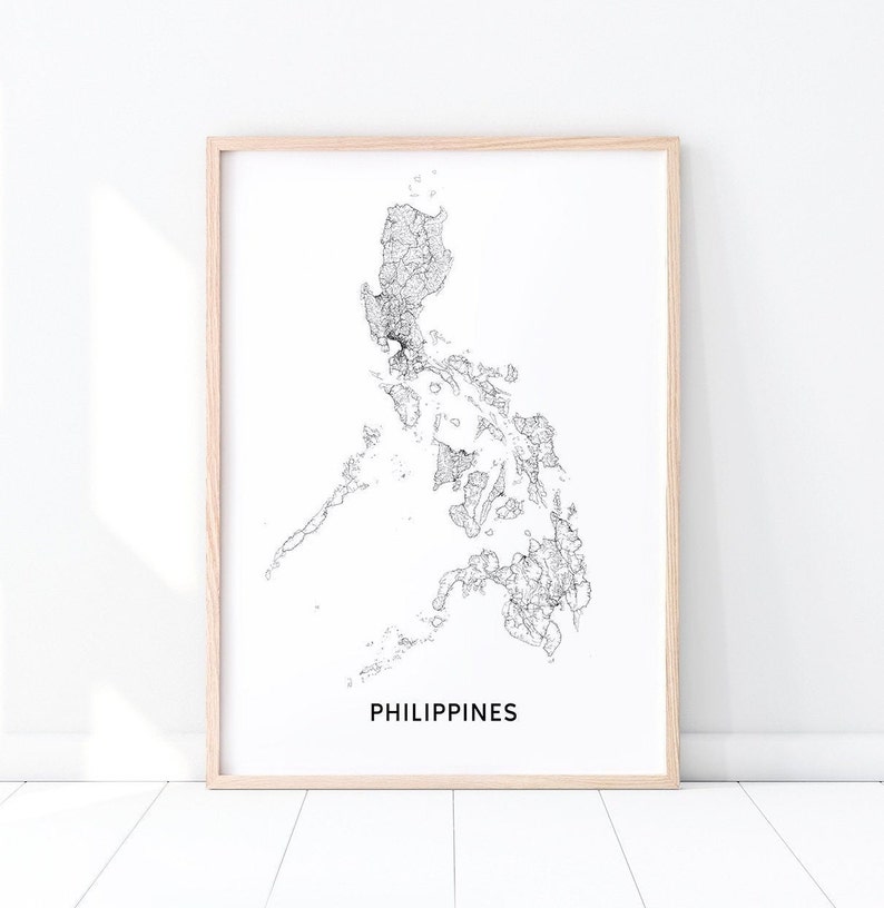 Philippines Map Print Philippines Map Wall Art Country Map Etsy