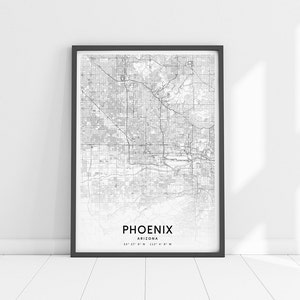Phoenix Map Print, Phoenix Arizona USA Map Poster, City Street Road Map ...
