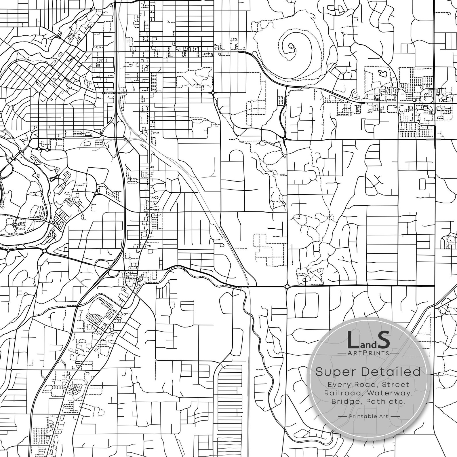 Bend Map Print Bend Oregon Map Art Poster City Street Road Etsy