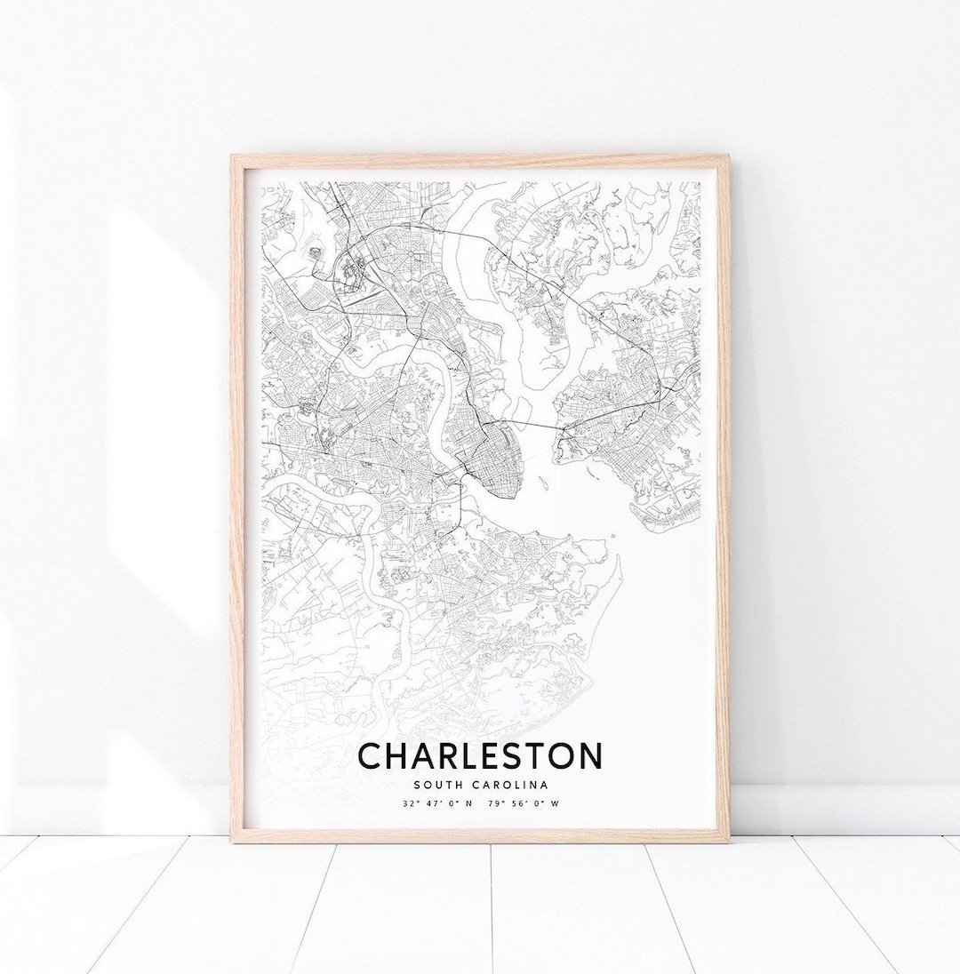 Charleston Map Print, Charleston South Carolina Map Art Poster, City ...