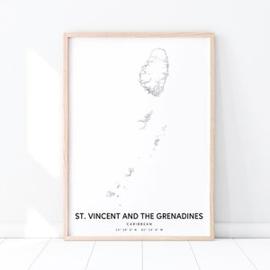 St Vincent And The Grenadines Karte Kunstdruck, Länder Inseln Karte Poster, Schwarz Weiß Karte Kunst, Moderne Wandkunst, Büro Dekor, druckbare Kunst