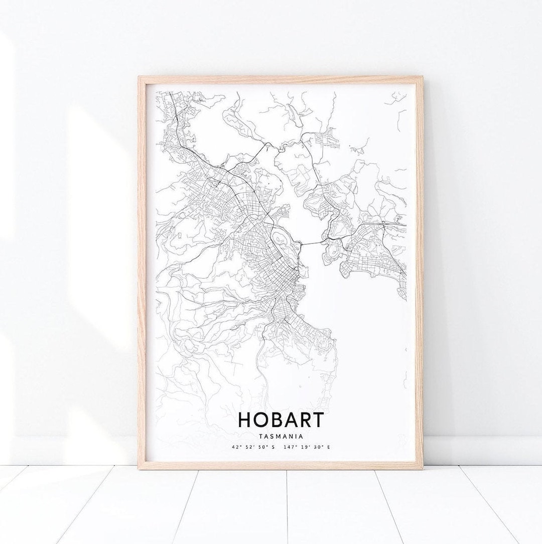 Hobart Map Print, Hobart Map Art Poster, Tasmania Map Art, City Street