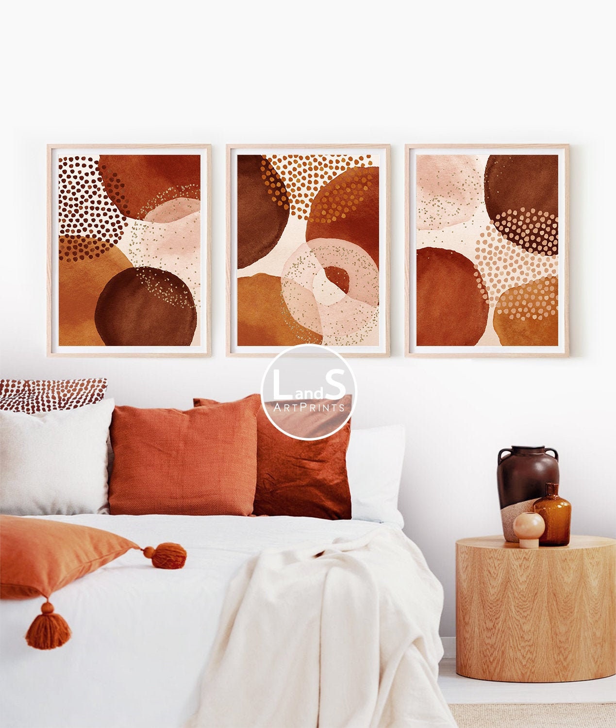 Terracotta Print Abstract Wall Art Prints Set of 3 Etsy