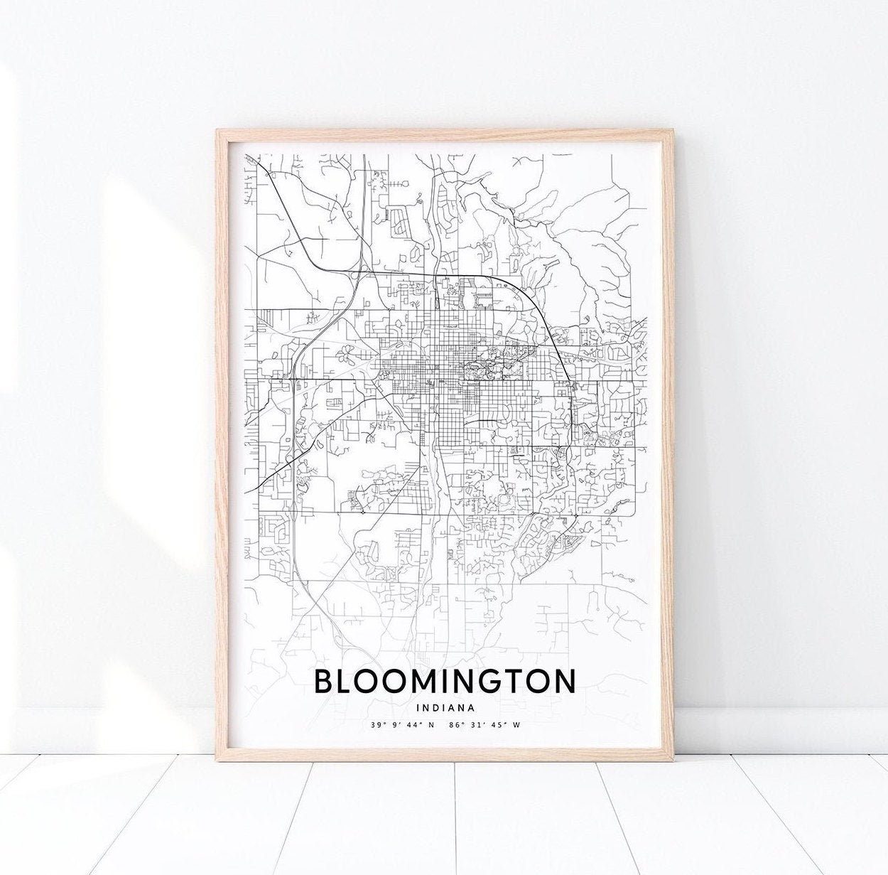 Bloomington Map Print Bloomington Indiana USA Map Art