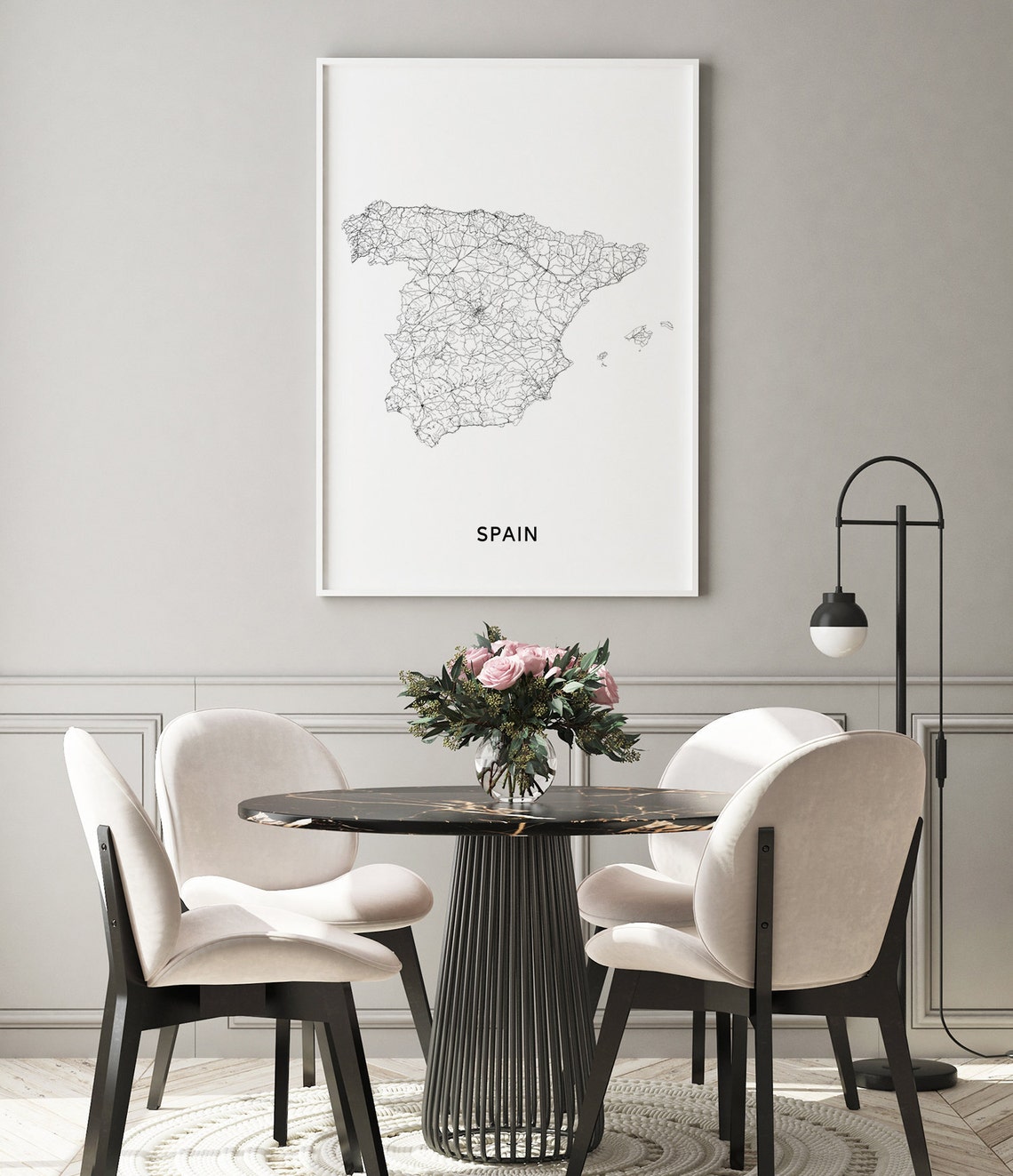 Spain Map Print Spain Map Wall Art Spain Map Art Poster Etsy