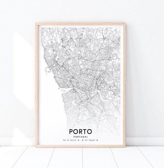 Porto Map Print, Porto Portugal Map Art Poster, City Street Road Map Print, Modern Wall Art, Minimalist, Home Office Decor, Printable Art