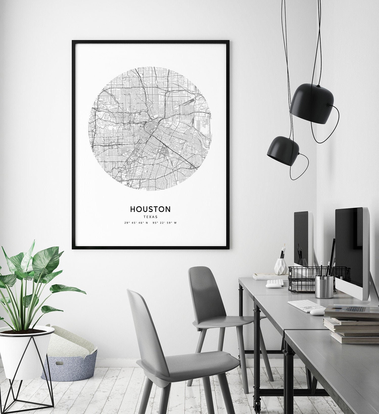 Houston Map Print, Houston Texas USA Map Art Poster, City Street Road ...
