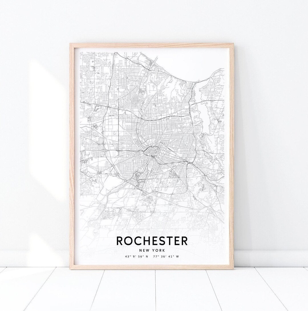 Rochester Map Print, Rochester New York Map Art Poster, City Street ...
