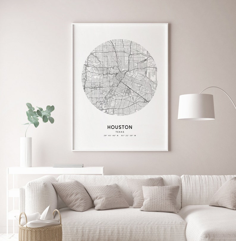Houston Map Print, Houston Texas USA Map Art Poster, City Street Road ...