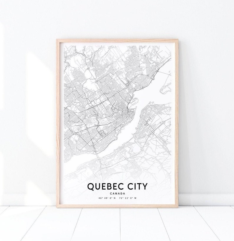 Quebec City Map Print, Quebec City Canada Map Poster, City Street Map ...
