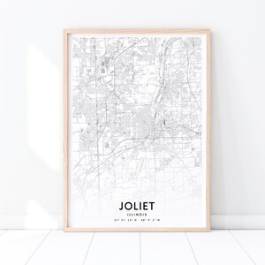 Joliet Urban Map Print, Joliet Illinois USA Karte Kunst poster, Joliet Straße Karte Druck, moderne Wandkunst, Home Office Decor, druckbare Kunst