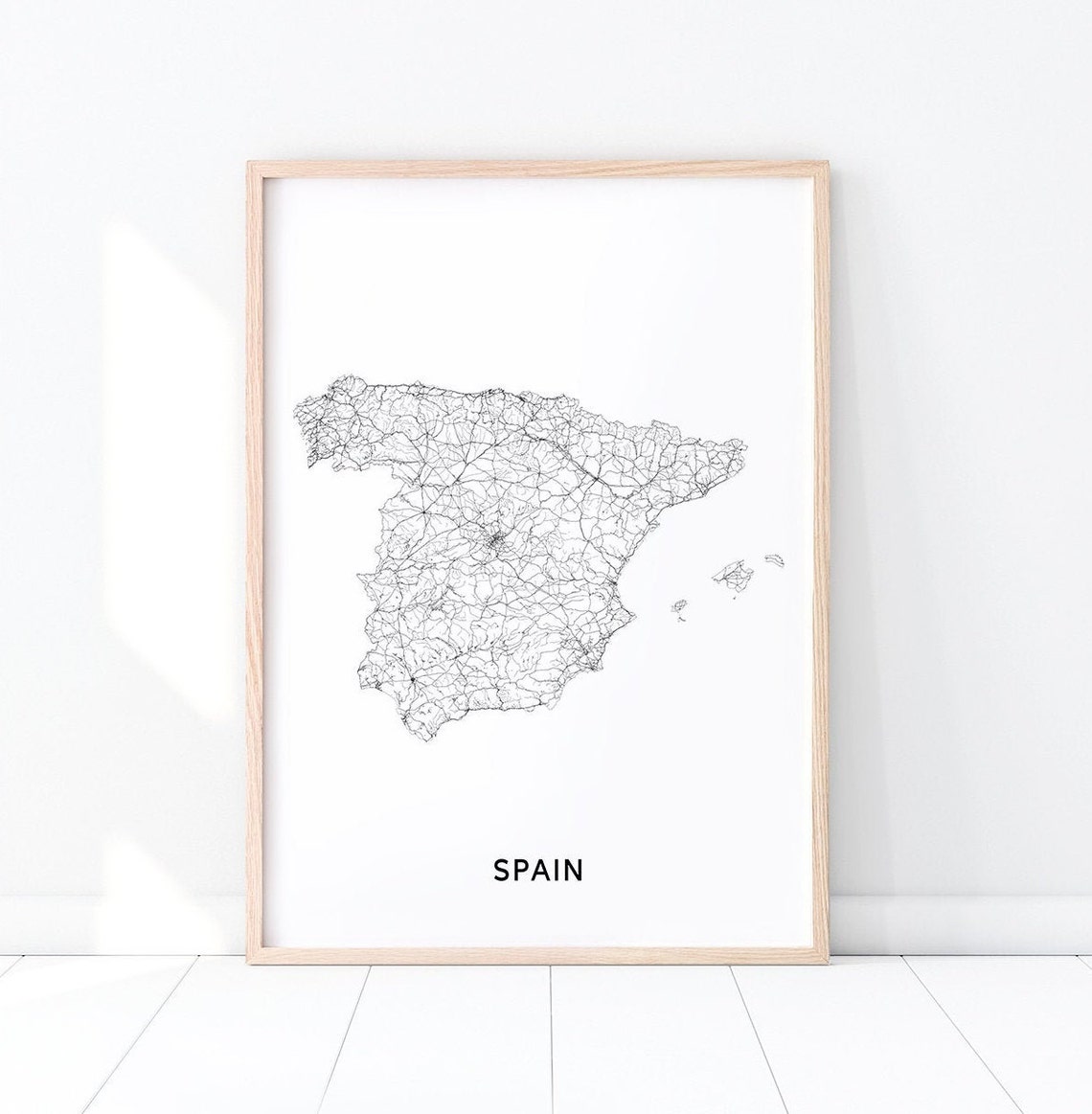 Spain Map Print Spain Map Wall Art Spain Map Art Poster Etsy