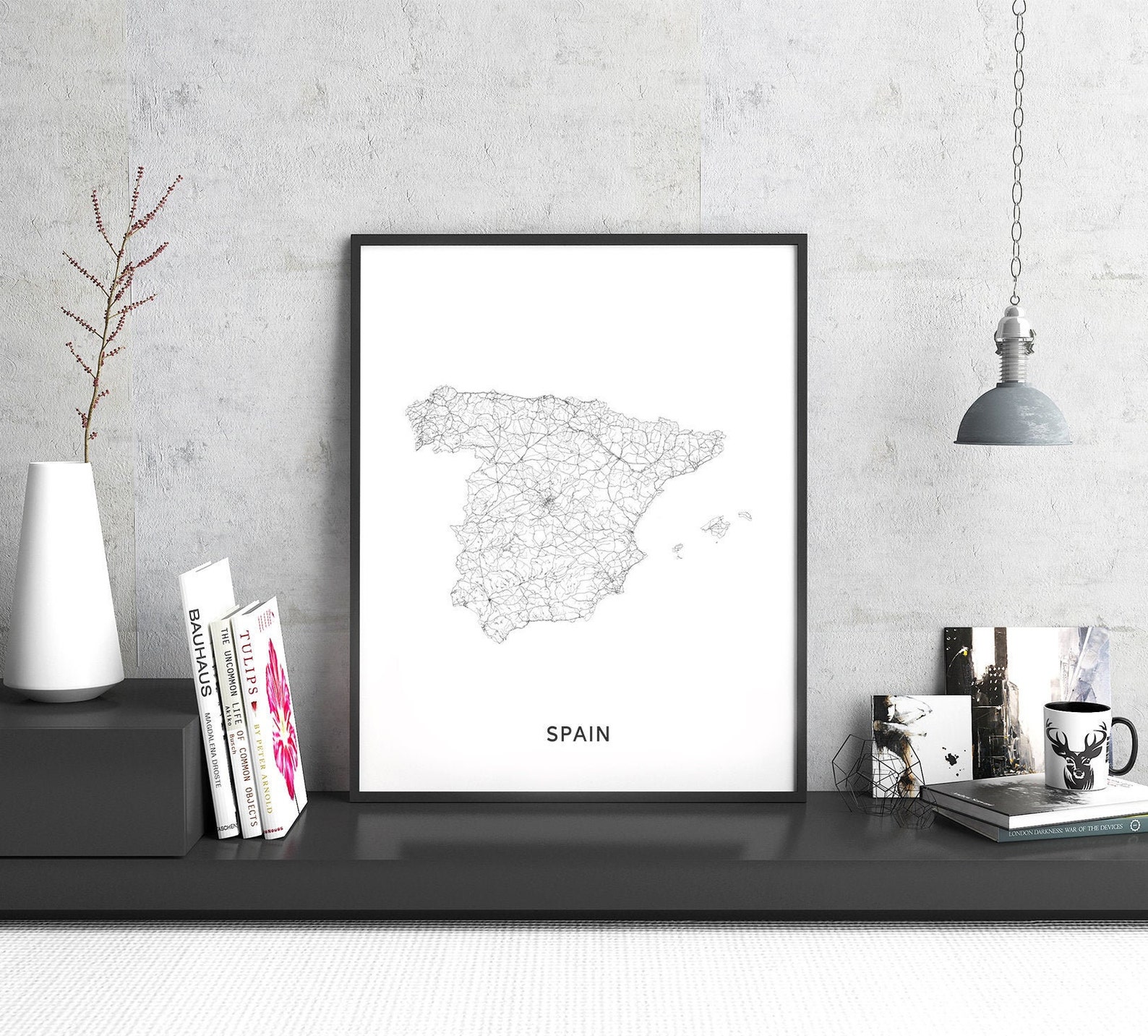 Spain Map Print Spain Map Wall Art Spain Map Art Poster Etsy