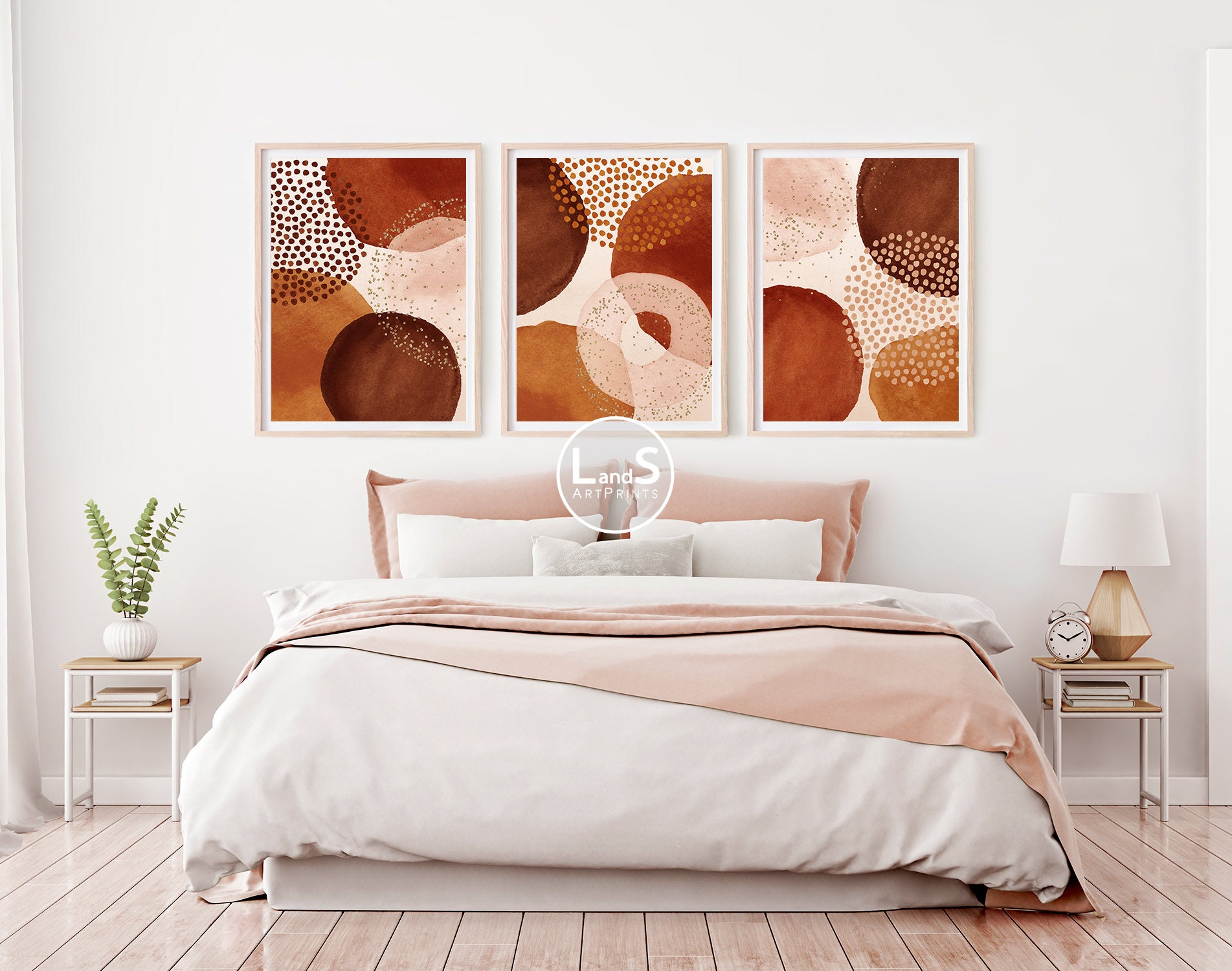 Terracotta Print Abstract Wall Art Prints Set of 3 Etsy