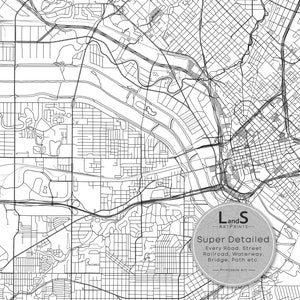 Dallas Map Print, Dallas Texas USA Map Art Poster, City Street Road Map ...