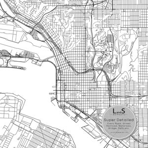 San Diego Map Print, California USA Map Art Poster, City Street Road Map Print, Black & White, Modern Wall Art, Office Decor, Printable Art image 7