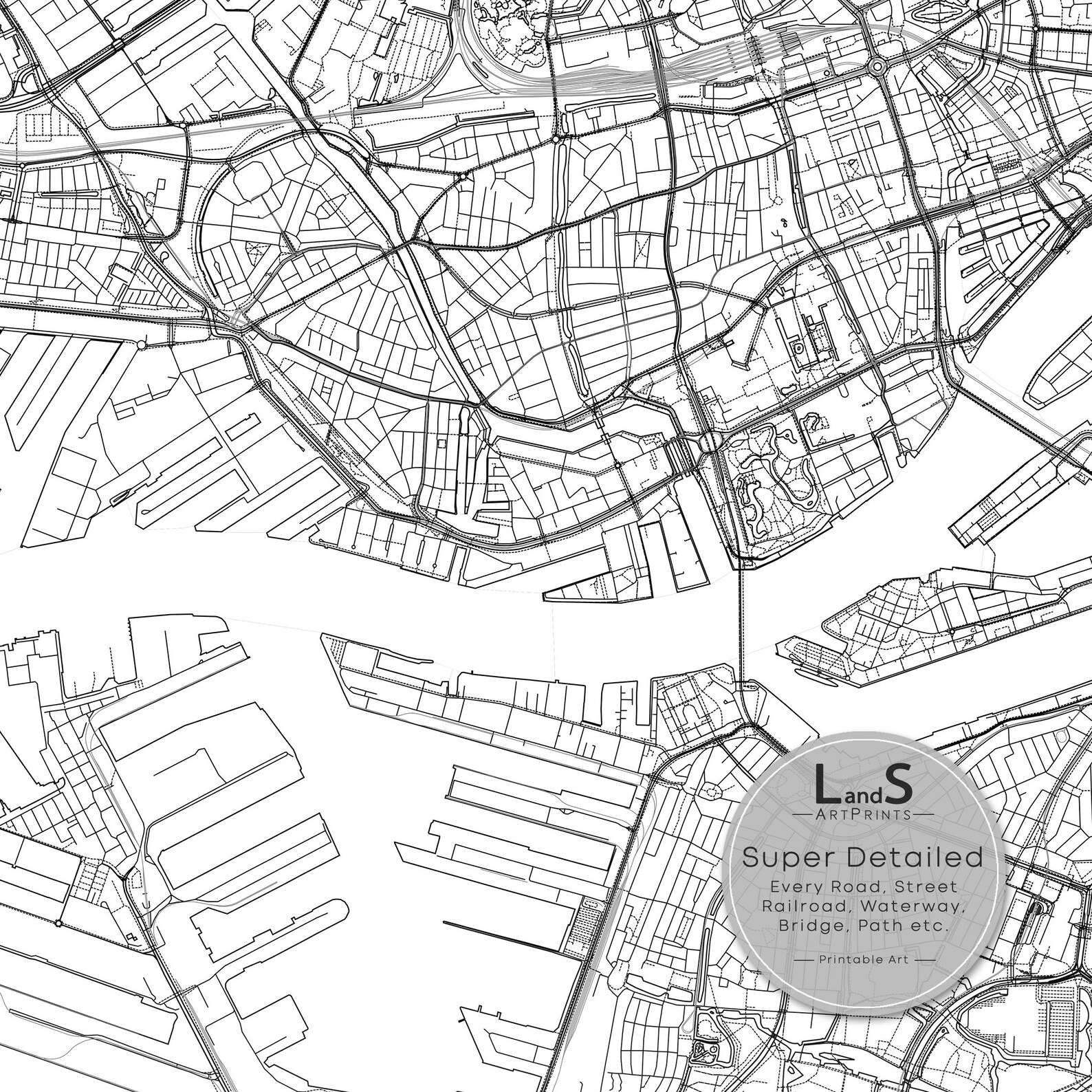 Rotterdam Map Print Netherlands Map Art Poster City Street - Etsy