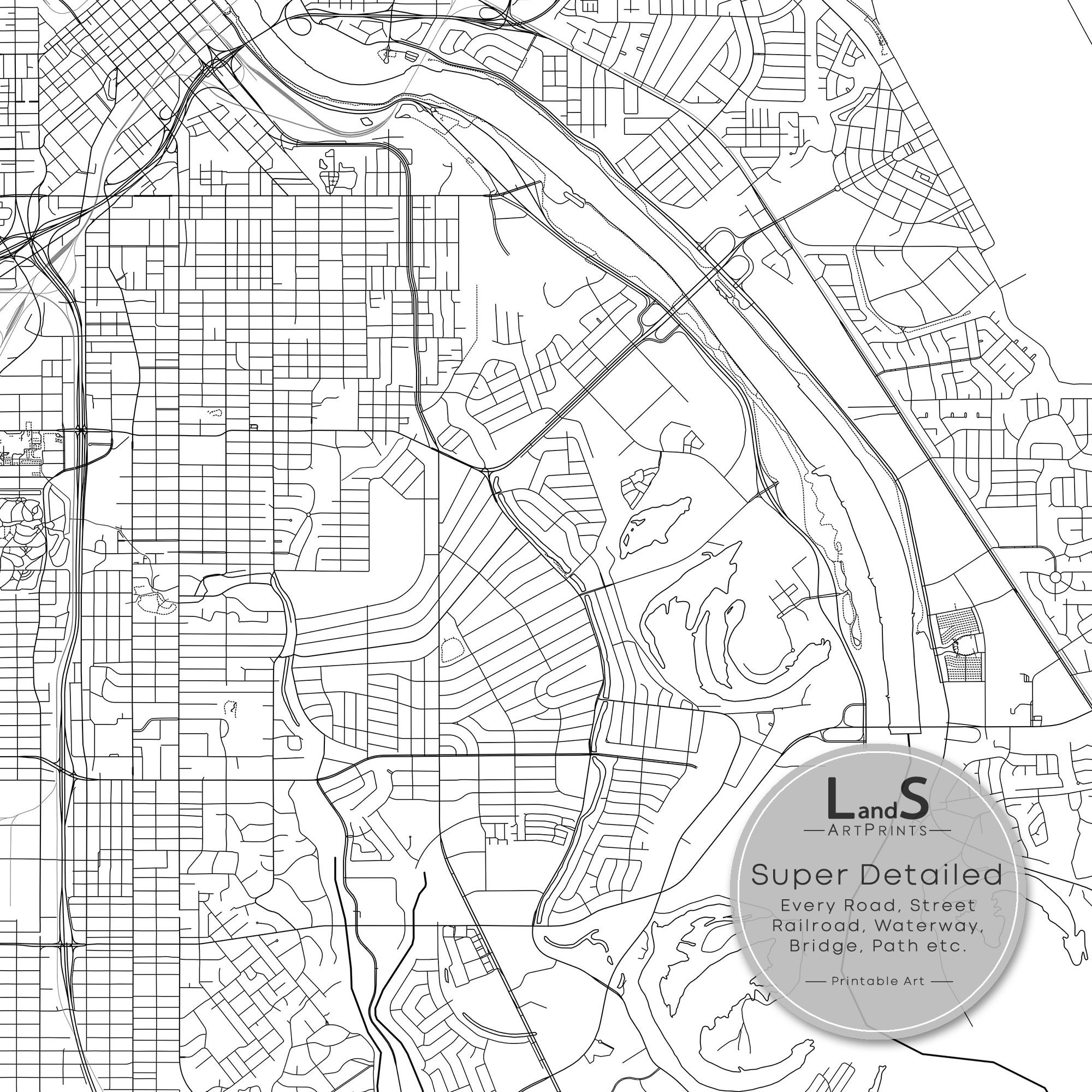 Shreveport Map Print Louisiana Map Art Poster City Street | Etsy