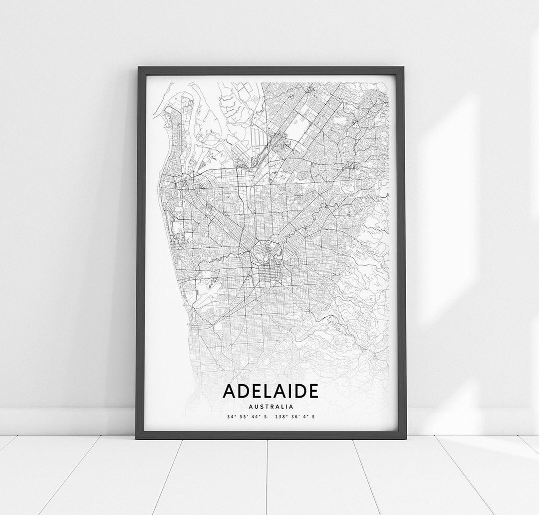 Adelaide Map Print, Adelaide Art Poster, Australia Map, City Street Map