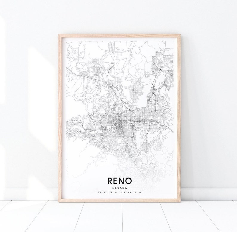 Reno Map Print Reno Nevada USA Map Art Poster City Street - Etsy