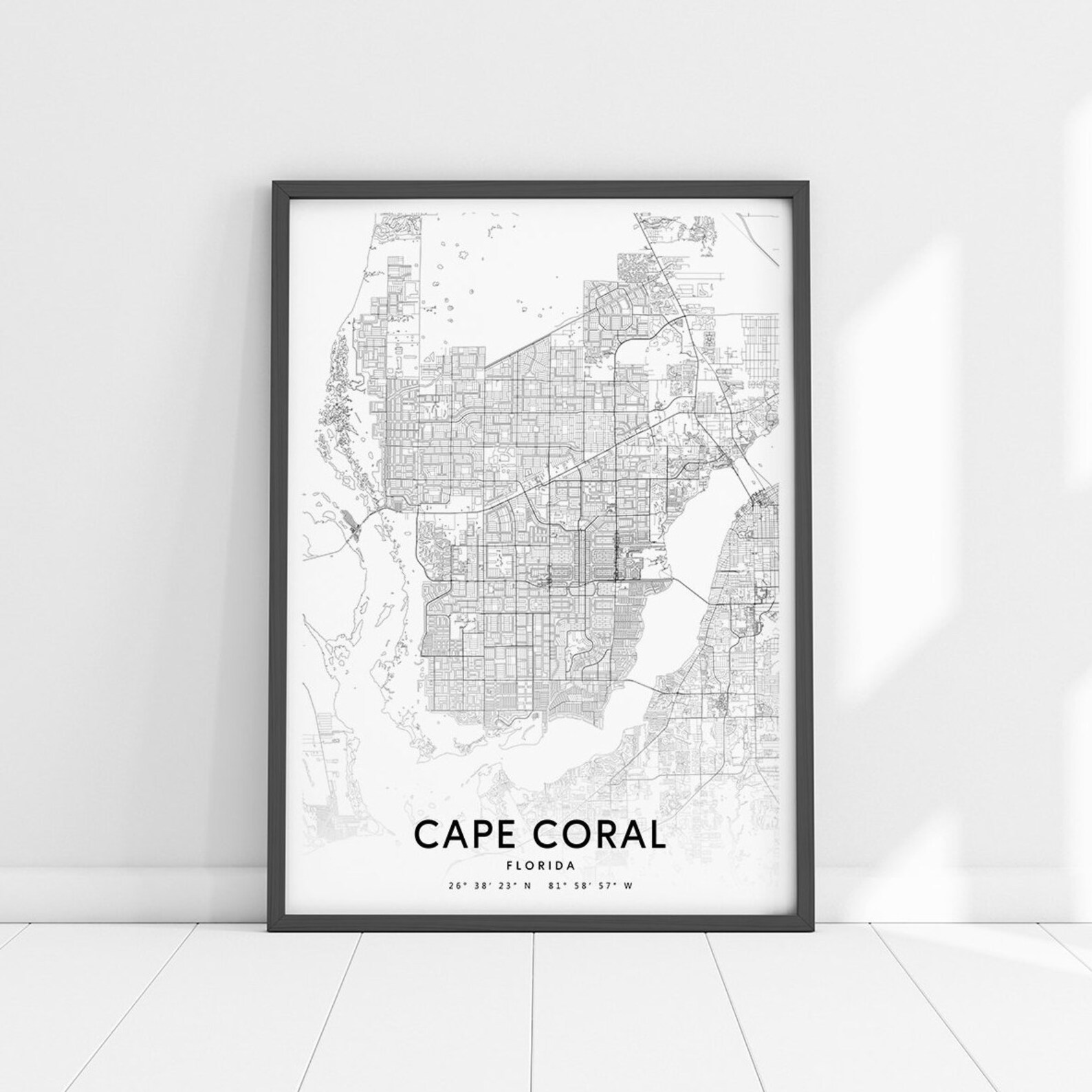 Cape Coral Map Print Cape Coral Florida USA Map Art Poster Etsy