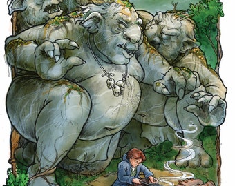 Tolkien Fantasy Stone Trolls Print