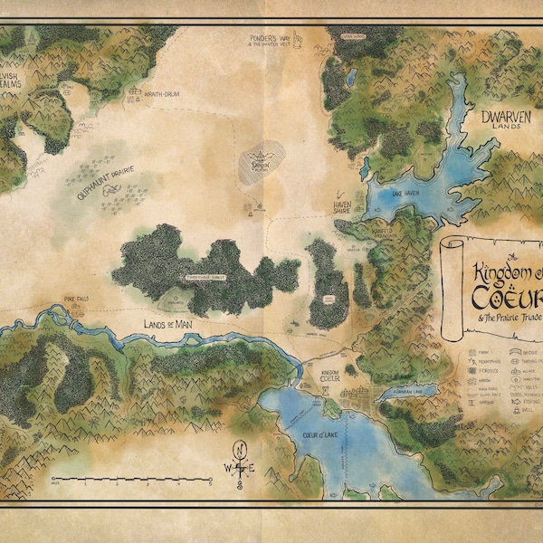 Carte fantastique de Coeur d'Alene Idaho Tolkien