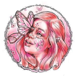 Butterfly kisses signed original fantasy print.