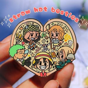 Straw hat enamel pins